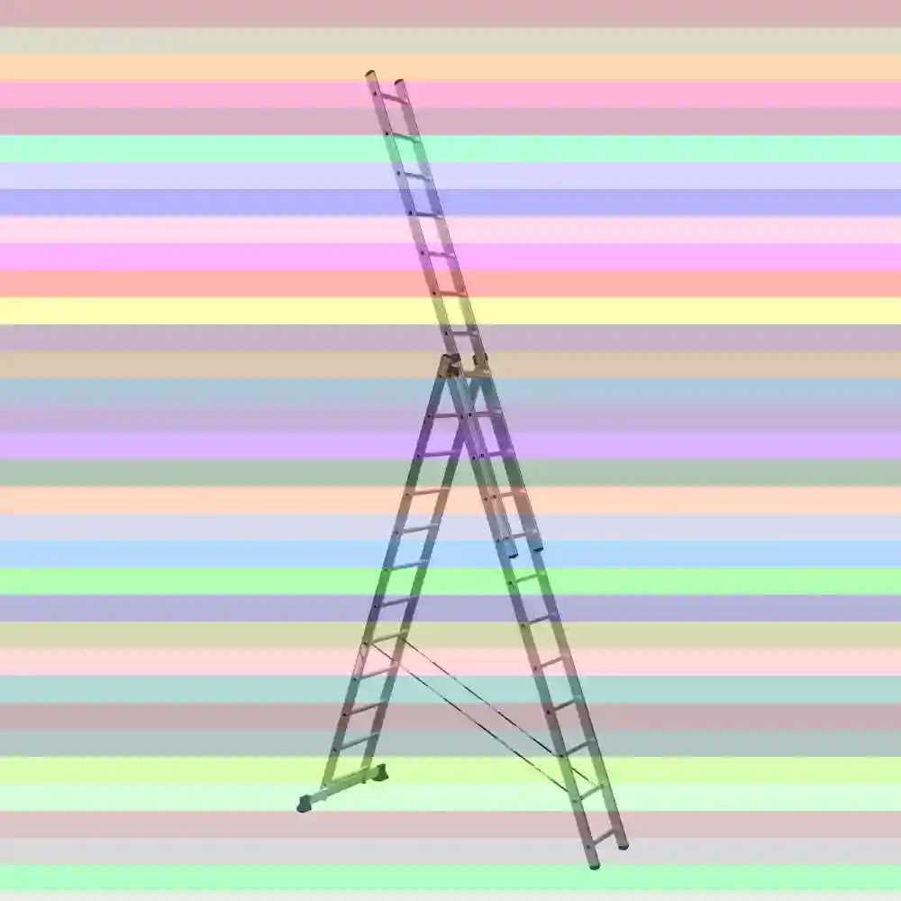 Лестница-стремянка трехсекционная алюмет 6315 3х15 — трехсекционная универсальная алюминиевая лестница алюмет серия hs3 6315