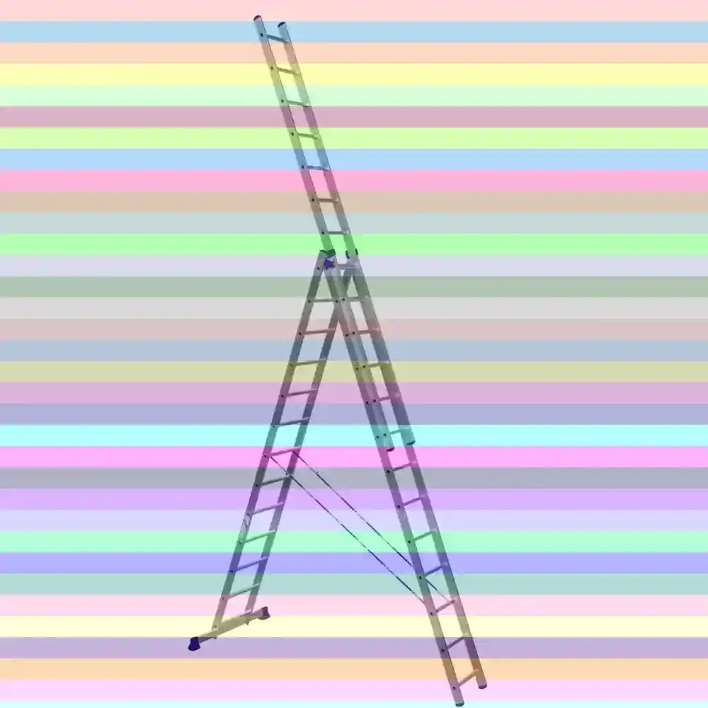 Лестница стремянка трехсекционная — Лестница алюмет 5308